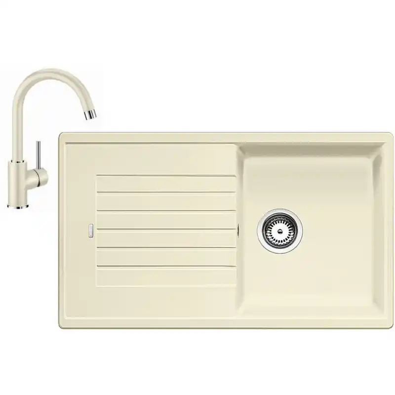BLANCO Set Spüle ZIA 5 S SILGRANIT Jasmin + Armatur Mida Jasmin Must-Have