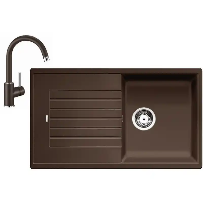 Markenprodukt BLANCO Set Spüle ZIA 5 S SILGRANIT Cafe + Armatur Mida Cafe