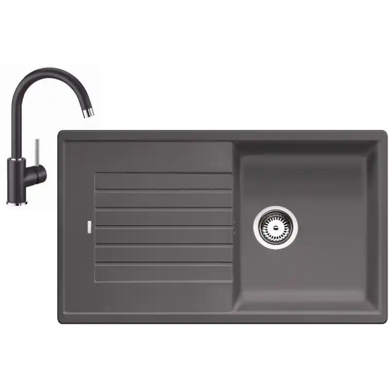 BLANCO Set Spüle ZIA 5 S SILGRANIT Felsgrau + Armatur Mida Felsgrau Heißes Angebot