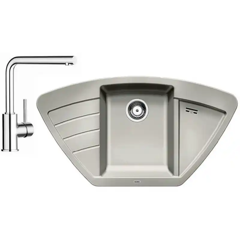 Jetzt Kaufen BLANCO SET ZIA 9 E Einbauspüle pearlgrau + Küchenarmatur MILA chrom