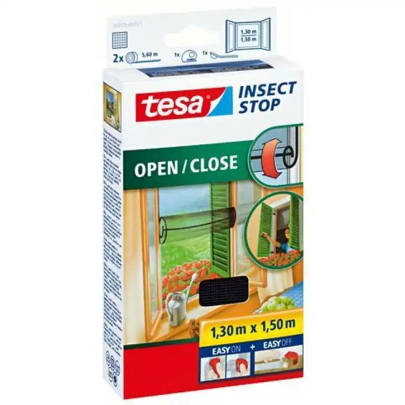 TESA Insect Stop Fliegengitter zum Öffnen und Schließ. COMFORT,anthrazit 1,3m x 1,5m 55033 Mega-Angebot