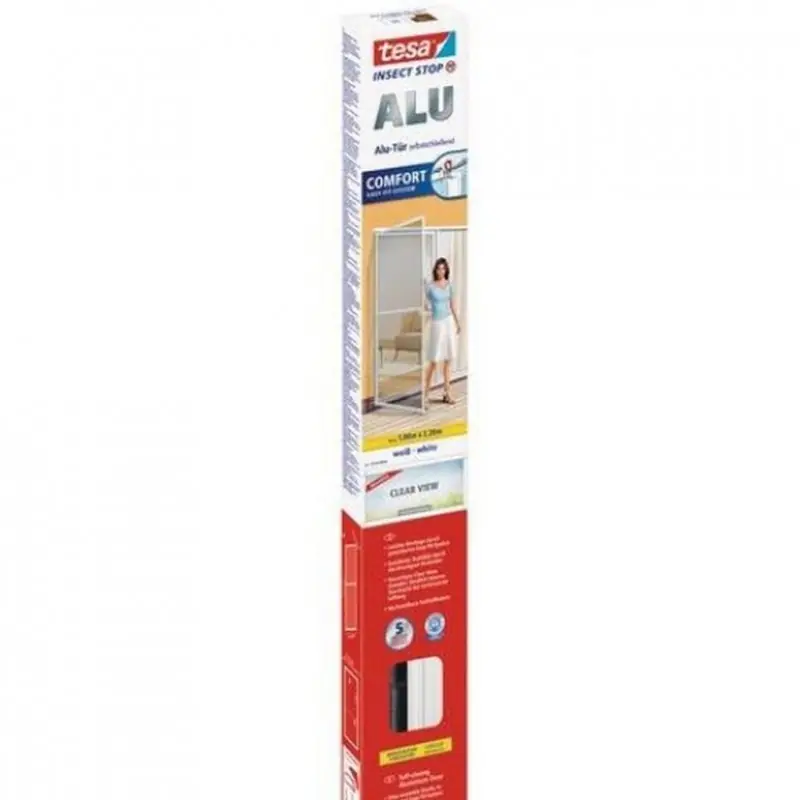 TESA Insect Stop Fliegengitter ALU Comfort TÜREN, weiß , Netz -anthrazit 1m x 2,2m 55192 Zertifiziert