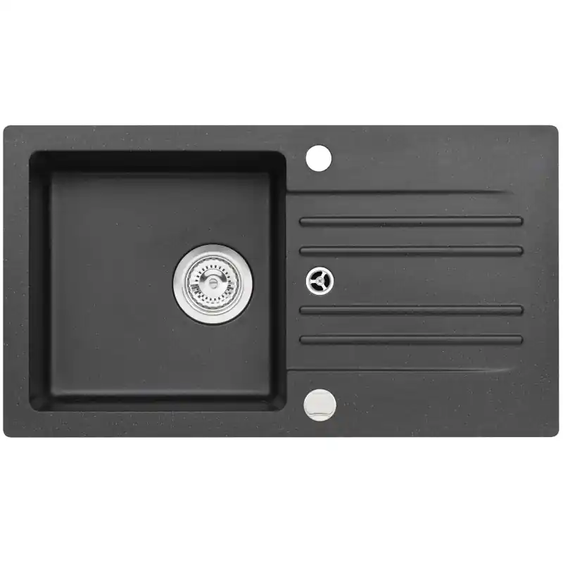 ALVEUS CORTINA 140 Granitspüle, 750 x 420 mm, POP-UP, schwarz Neu Im Sortiment