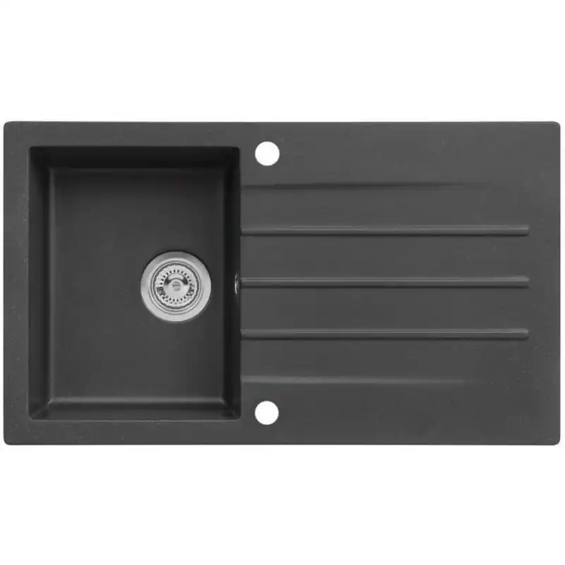 Direkt Vom Hersteller ALVEUS CORTINA 130 Granitspüle 860 x 500 mm, Siphon + Hahnlochstopfen, schwarz