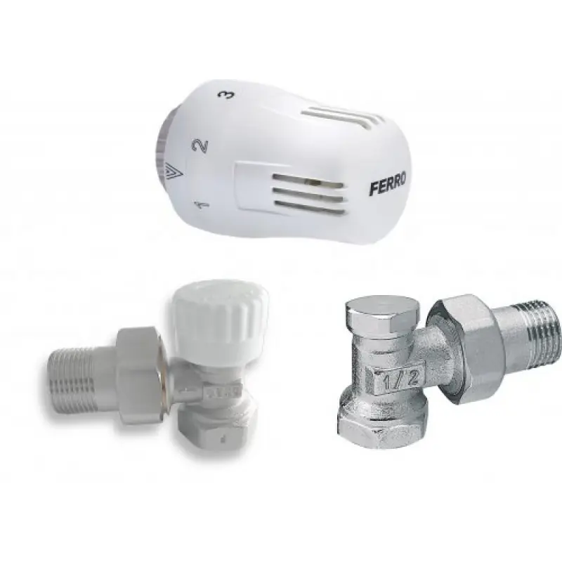 Schneller Versand Ferro Set für Heizkörper mit Thermostat eckform 1/2" ZTM2