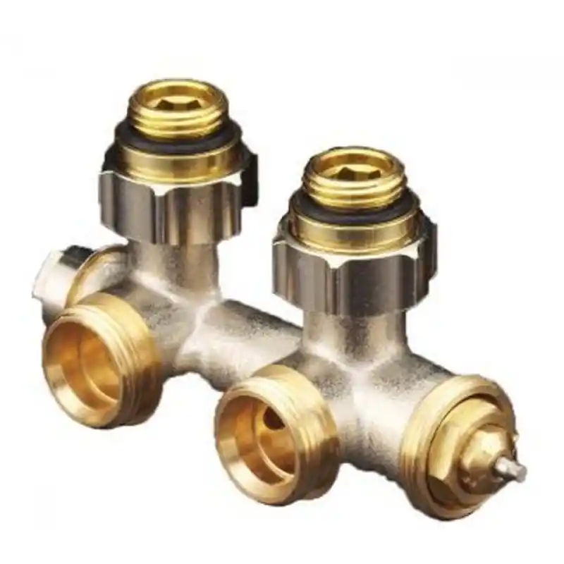 OVENTROP-Anschlussarmatur "Multiblock T" 1/2"AG x 3/4"AG, 2-Rohr, Messing, Eck Sonderaktion