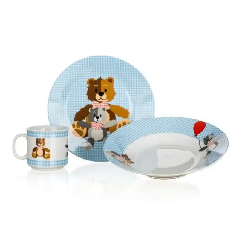 BANQUET Kindertafel Set Teddy blau, 3 St. 60TB002-B Neue Ware