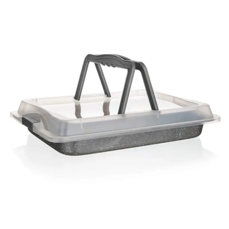 BANQUET GRANITE Backblech antihaft mit Kunststoffdeckel 42 x 29 x 4,5 cm, 19078020 Neue Kollektion