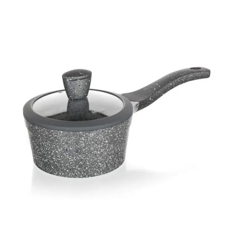 Knallerangebot BANQUET GRANITE Stielkasserolle antihaft 16 cm, Glasdeckel 40050816