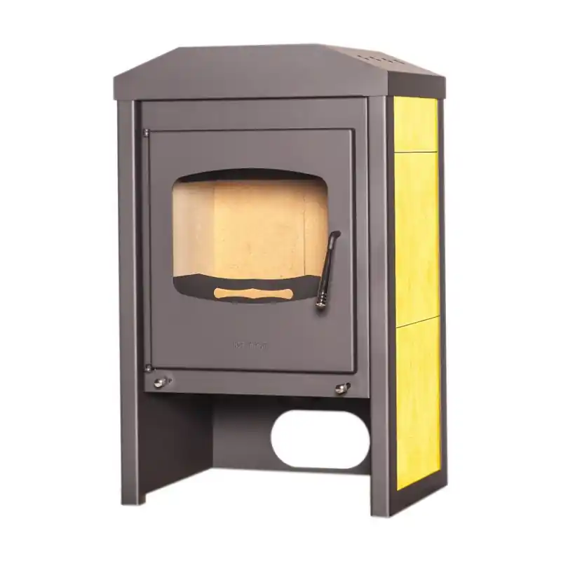 Zertifiziert HS FLAMINGO Kaminofen VEGA 9kW, Anthrazit/Gelb