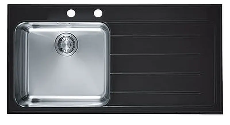 Franke Epos GIEOV 611/2 1000 x 510 mm Edelstahl + schwarzes Glas + Siphon 101.0250.483 Top-Seller
