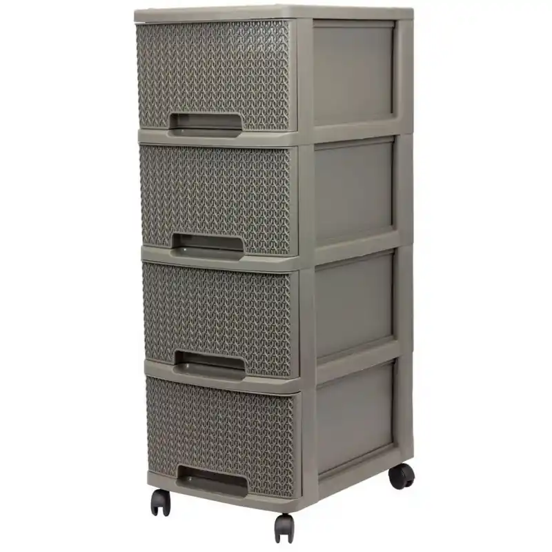 Neu Im Sortiment CURVER KNIT 4x10L Schubladenturm 26x35x68cm braun 00073-X59