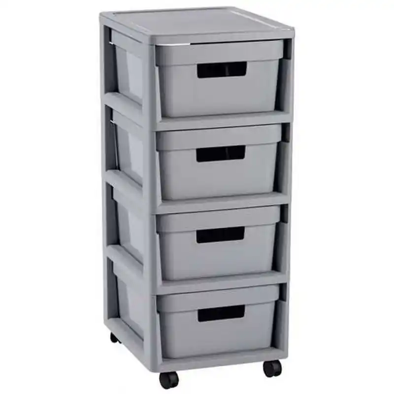 Solange Der Vorrat Reicht CURVER INFINITY 4x11L Regal mit 4 Schubladen 336 x 30 x 69 cm grau 04355-099