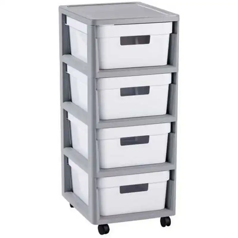 Neu CURVER INFINITY 4x11L Regal mit 4 Schubladen 36 x 30 x 69 cm weiß 04355-Y36