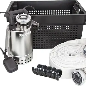 Expressversand Flutset-Edelstahlpumpe E-ZW 65 A inkl.Rückschlagklappe,Schwimmer u. Befestigungsklammer