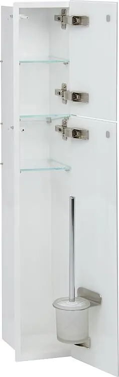 WC-Wandcontainer,innen weiß 2 weißen Glastüren, 2 Leerfächer BxH 180x975mm, Anschlag rechts Mega-Angebot