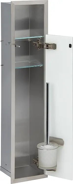 Sale WC-Wandcontainer,1 weiße Glastür 1 Papierrollenfach, 1 Leerfach, BxH 180x825mm, Anschlag rechts