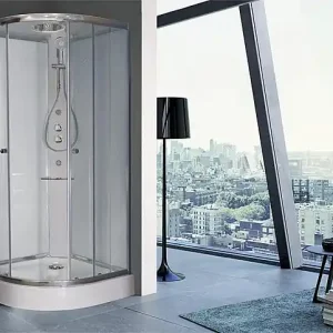 Günstig Komplettdusche Shower 1/4-Kreis, 900x900x2110mm,R=550,Thermotat- mischer+Hand/Kopf/Seitenbrause