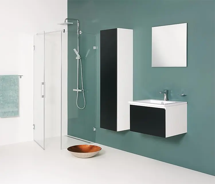 Top-Seller Eck-Duschkabine Elisei Modell 4 1 Dreht.+ 1 Fixt., auto. schließ. bei 25 ,870x870x2000mm, 8mm ESG, r