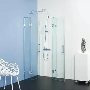 Eck-Duschkabine Elisei Modell 6 2 Dreht.+ 2 Fixt., auto. schließ. bei 25 ,770x770x2000mm, 8mm ESG, r Online Kaufen
