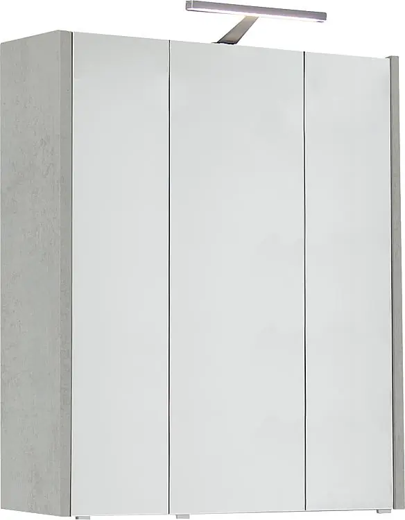 Neue Ware Spiegelschrank mit Beleuchtung Eiche grau Steindekor 3 Türen 850x750x188mm