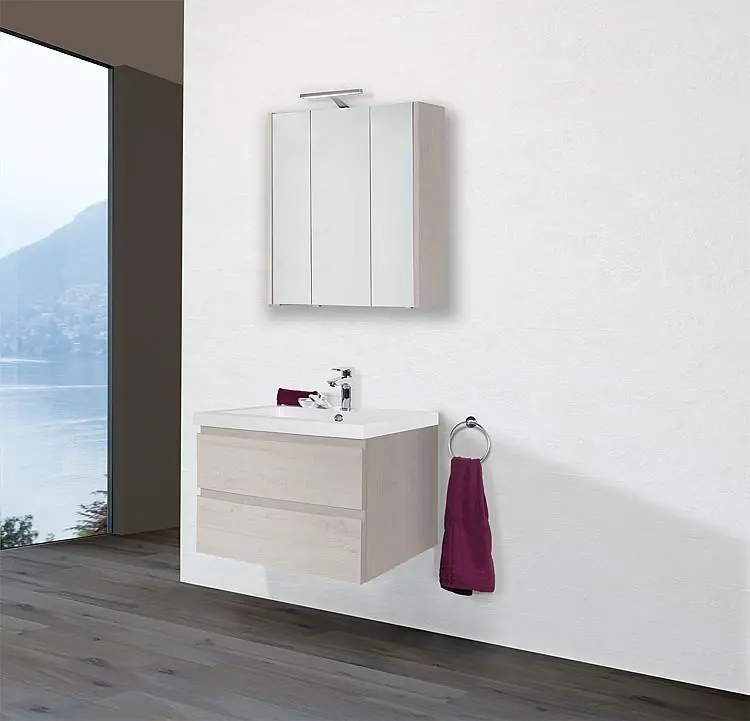 Badmöbel-Set ELAI Serie MBO Eiche hell Dekor Breite 850 2 Auszüge Sonderangebot