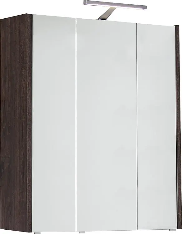 Wochenendangebot Spiegelschrank mit Beleuchtung Eiche dunkel Dekor 3 Türen 850x750x188mm