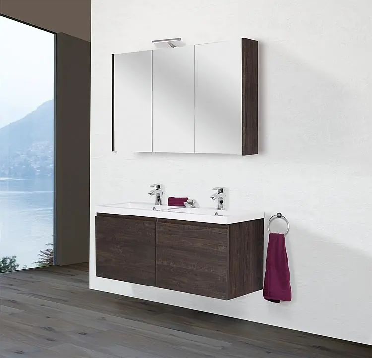 Online Kaufen Badmöbel-Set ELAI Serie MBO Eiche dunkel Dekor Breite 1200mm 2 Auszüge