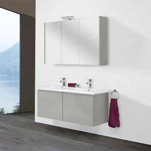 Finale Aktion Badmöbel-Set ELAI Serie MBO Eiche grau Steind. Breite 1200mm 2 Auszüge