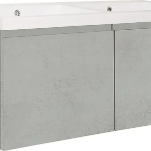 Versand Am Gleichen Tag WTU+Mineralguss-WT ELAI Eiche grau Steindekor 2 Auszüge 1210x580x510mm