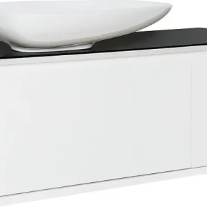 Neuheit WTU+Keramik-WT EKIRA 2 Auszüge weiß Hgl. Glasablage schwarz 1090x546x460mm