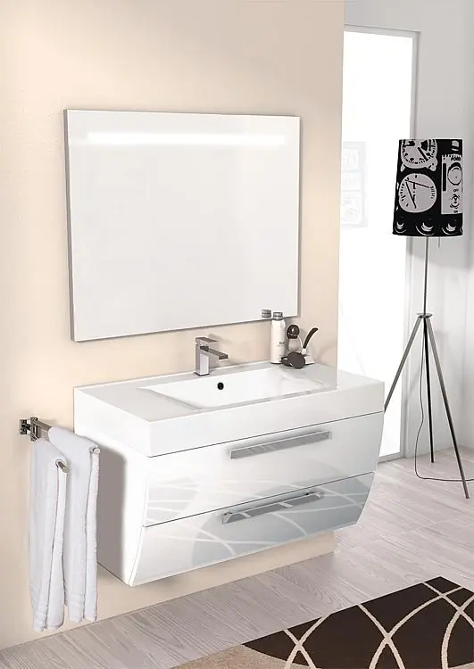 Badmöbel-Set ENNA Serie MAB weiß Hochglanz Breite 900mm Heißes Angebot