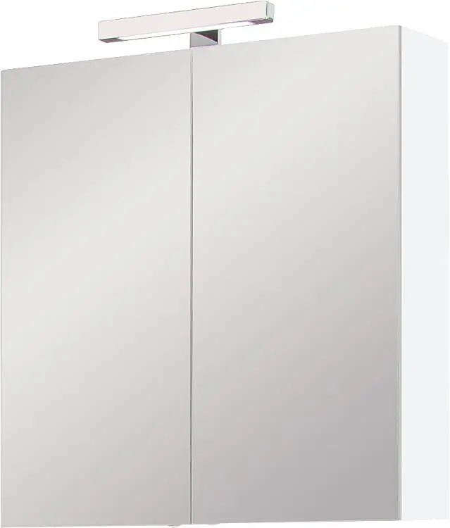 Spiegelschrank mit Beleuchtung weiß Hochglanz 2 Türen 700x770x208mm Preisknaller