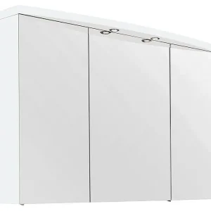 Spiegelschrank mit Beleuchtung weiß Hochglanz 3 Türen 1200x798x340mm Rabatt