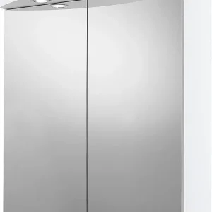 Super-Preis Spiegelschrank mit Beleuchtung weiß Hochglanz 2 Türen 700x798x205/340