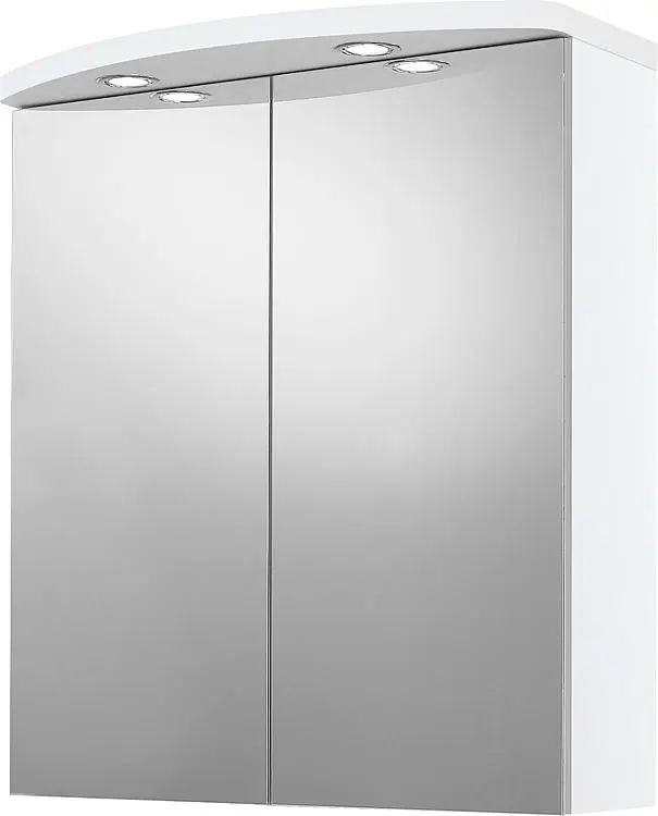 Super-Preis Spiegelschrank mit Beleuchtung weiß Hochglanz 2 Türen 700x798x205/340