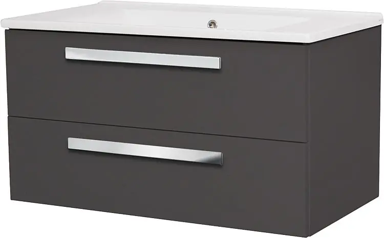 Preisreduziert WTU+Keramik-WT EDIA anthrazit Hochglanz2 Auszüge 853x466x455mm