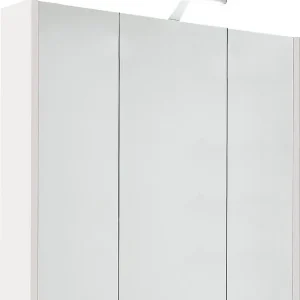 Spiegelschrank mit Beleuchtung weiß Hochglanz 3 Türen 850x750x188mm Markenware
