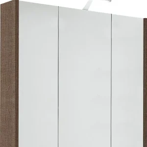 Expressversand Spiegelschrank mit Beleuchtung Tranche braun 3 Türen 850x750x188mm