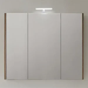Schnäppchen Spiegelschrank mit Beleuchtung Tranche braun 3 Türen 950x750x188mm