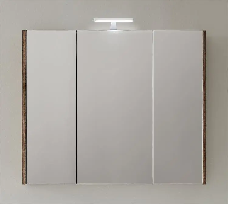 Schnäppchen Spiegelschrank mit Beleuchtung Tranche braun 3 Türen 950x750x188mm
