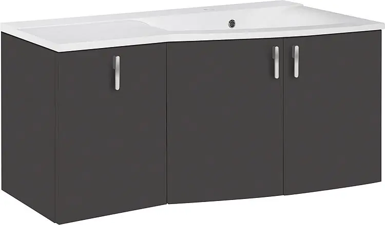 Neu Im Sortiment WTU+Mineralguss-WT EBAMO anthrazit Hgl.3 Tü. Abl. links 1060x526x370/510