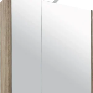 Spiegelschrank mit Beleuchtung Lärche hellbraun 2 Türen 700x750x188mm Meistverkauft