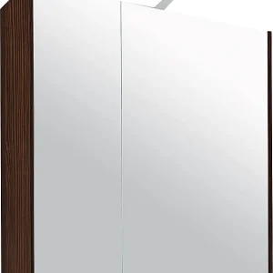 Schnäppchen Spiegelschrank mit Beleuchtung Lärche braun 2 Türen 700x750x188mm