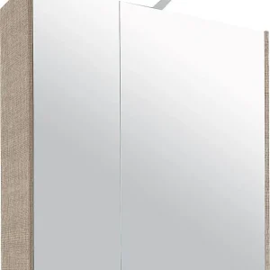 Neue Kollektion Spiegelschrank mit Beleuchtung Tranche ecru 2 Türen 700x750x188mm