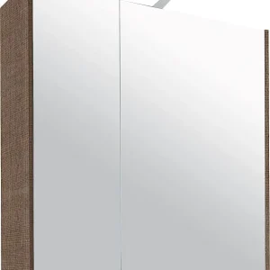 Kracherpreis Spiegelschrank mit Beleuchtung Tranche braun 2 Türen 700x750x188mm