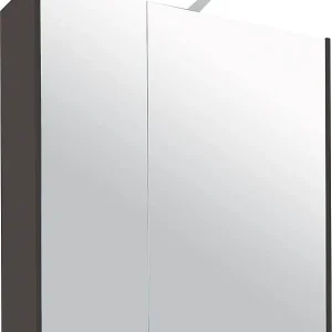Sofort Bestellen Spiegelschrank mit Beleuchtung anthrazit Hochglanz 2 Türen 700x750x188mm