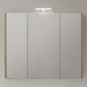 Spiegelschrank mit Beleuchtung Lärche hellbraun 3 Türen 950x750x188mm Direktkauf