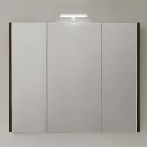 Spiegelschrank mit Beleuchtung Lärche braun 3 Türen 950x750x188mm Schneller Versand