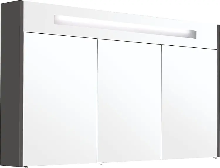 Wochenendangebot Spiegelschrank m. bel. Blende anthrazitHochglanz 3 Türen 1200x750x188mm